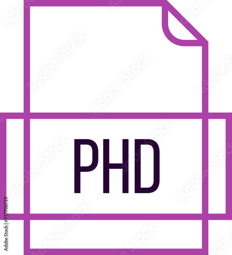 PHD File icon thick outline sharp corners