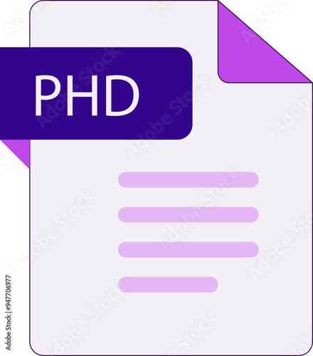 PHD File icon with folded style document