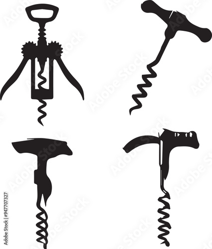 Corkscrew silhouette, Corkscrew icon, Corkscrew vector, 
