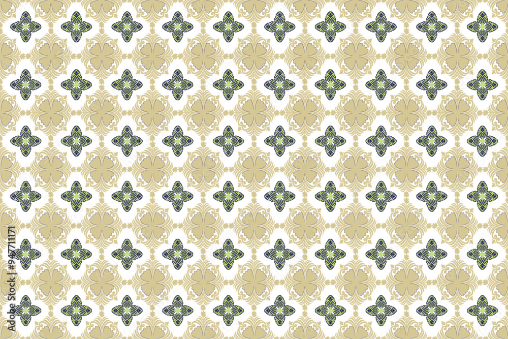 Oreintal Flora Damask Seamless pattern  embroidery, Indian style.  art ornament print.Design for carpet, cover.wallpaper, wrapping, fabric, clothing