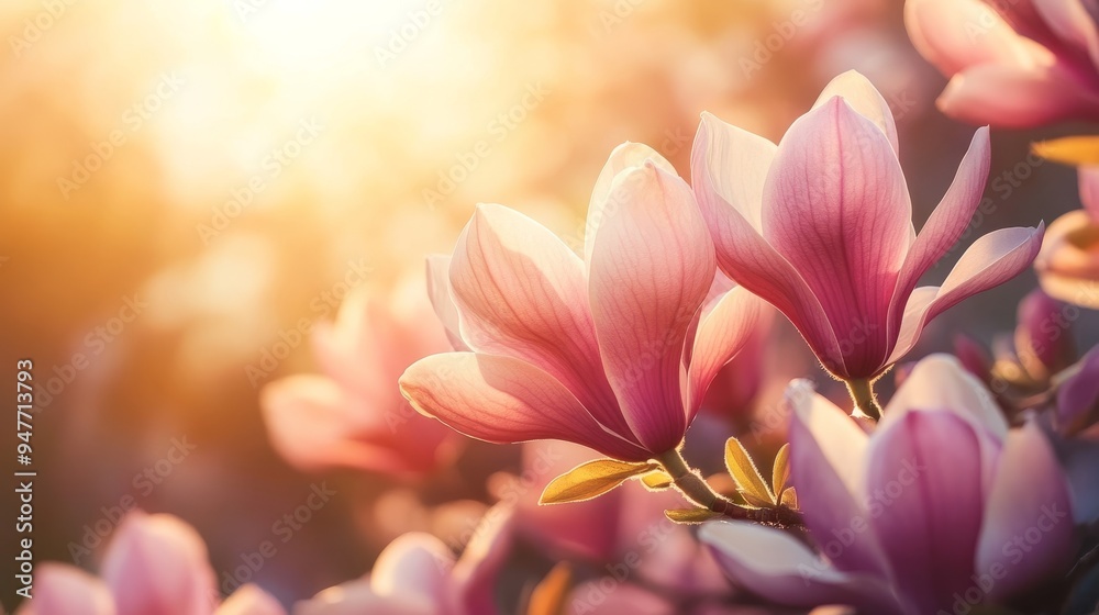 Magnolia blooms in spring with stunning flowers Magnolia blooms in spring with stunning flowers