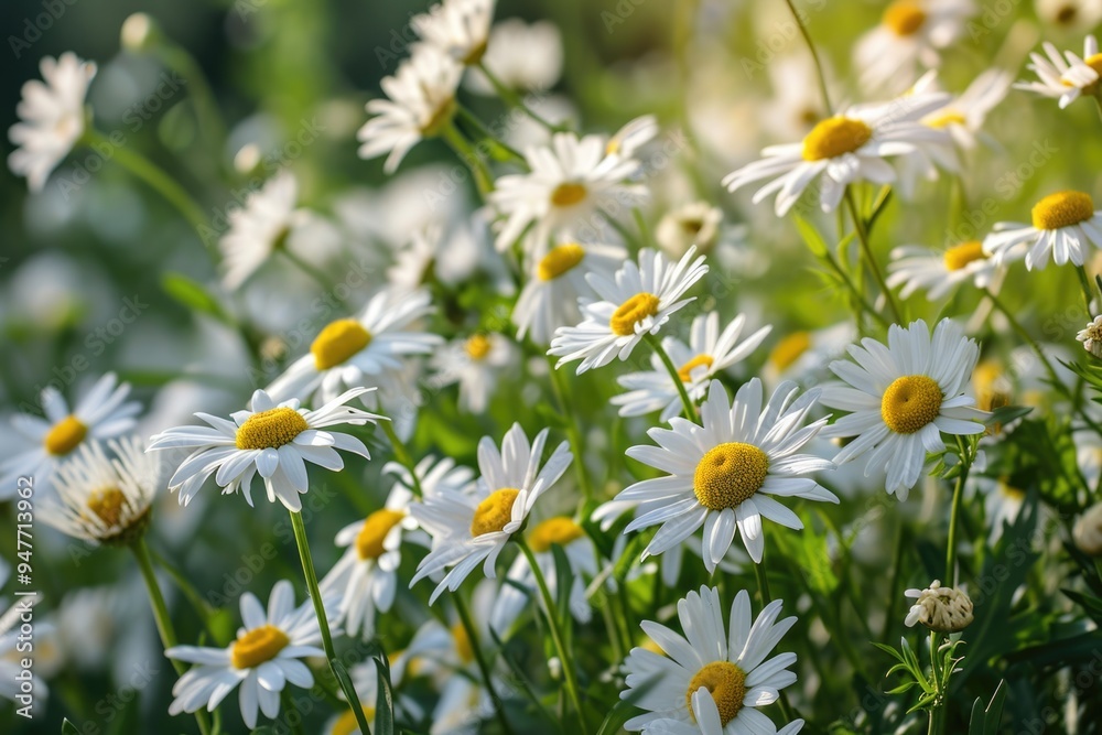 Summer Sunshine: Blooming Daisy Field Landscape Summer Sunshine: Blooming Daisy Field Landscape