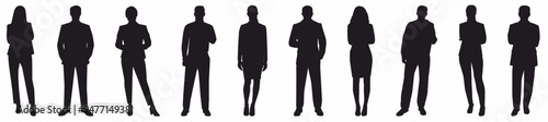 business people standing in group of silhouette. 