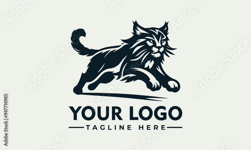 Wild Cat Run Vector Logo illustration Unleash the Symbolism of Speed, Power, and Unbridled Freedom