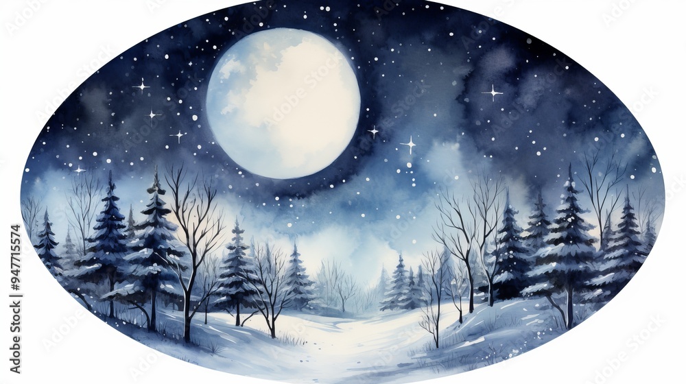 Fototapeta premium Merry Christmas Festival Watercolor Generative AI