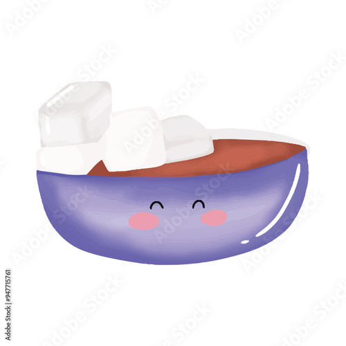 kawaii watercolor drink glass beer cartoon vector element. kawaii drink character