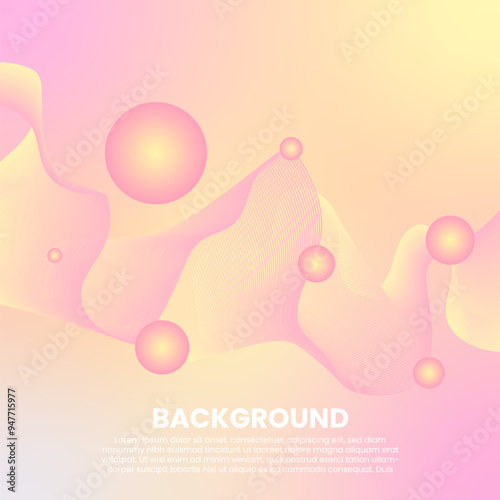 Aesthetic Gradient Background Circle With Wavy Lines Simple Hand Draw