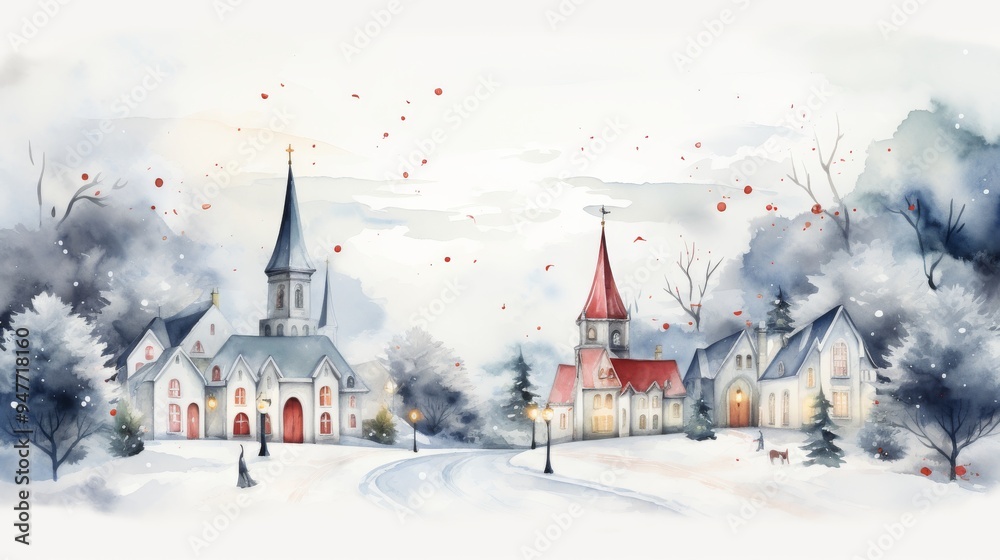 Merry Christmas Festival Watercolor Generative AI Merry Christmas Festival Watercolor Generative AI
