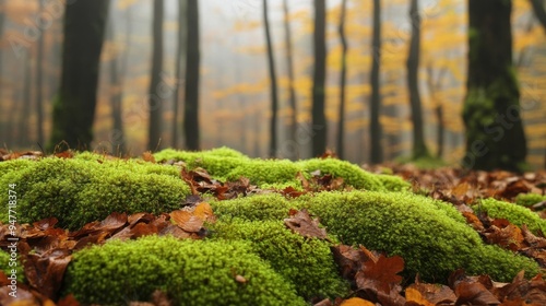 Autumn forest moss