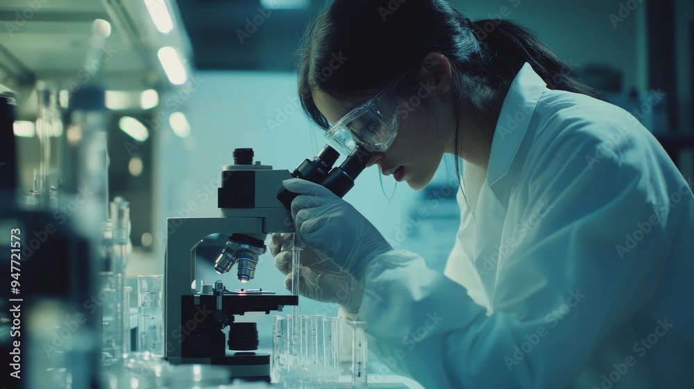 Scientists study germs with lab tools. Scientists study germs with lab tools.