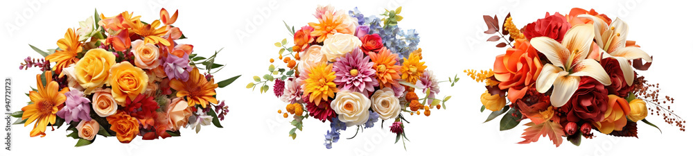 Flower bouquet png cut out element set Flower bouquet png cut out element set