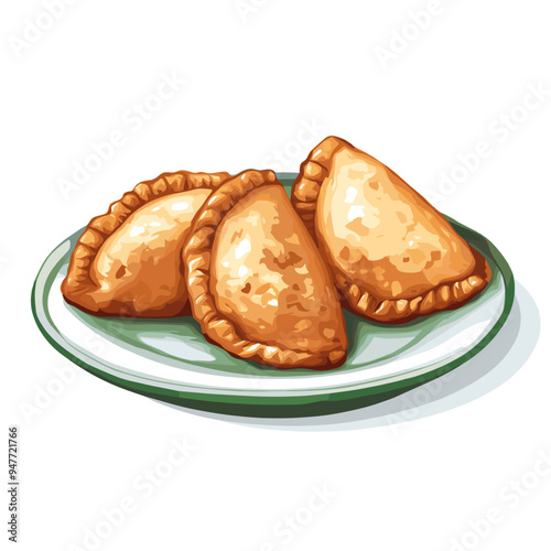 Empanadas on a Plate - Delicious Food Illustration