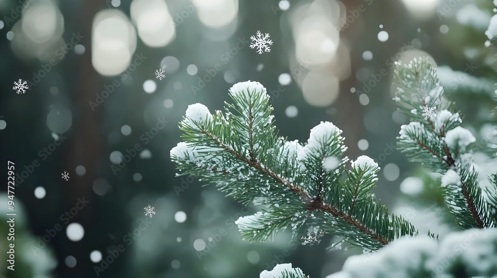 Serene Snowfall in Quiet Winter Forest Landscape Serene Snowfall in Quiet Winter Forest Landscape