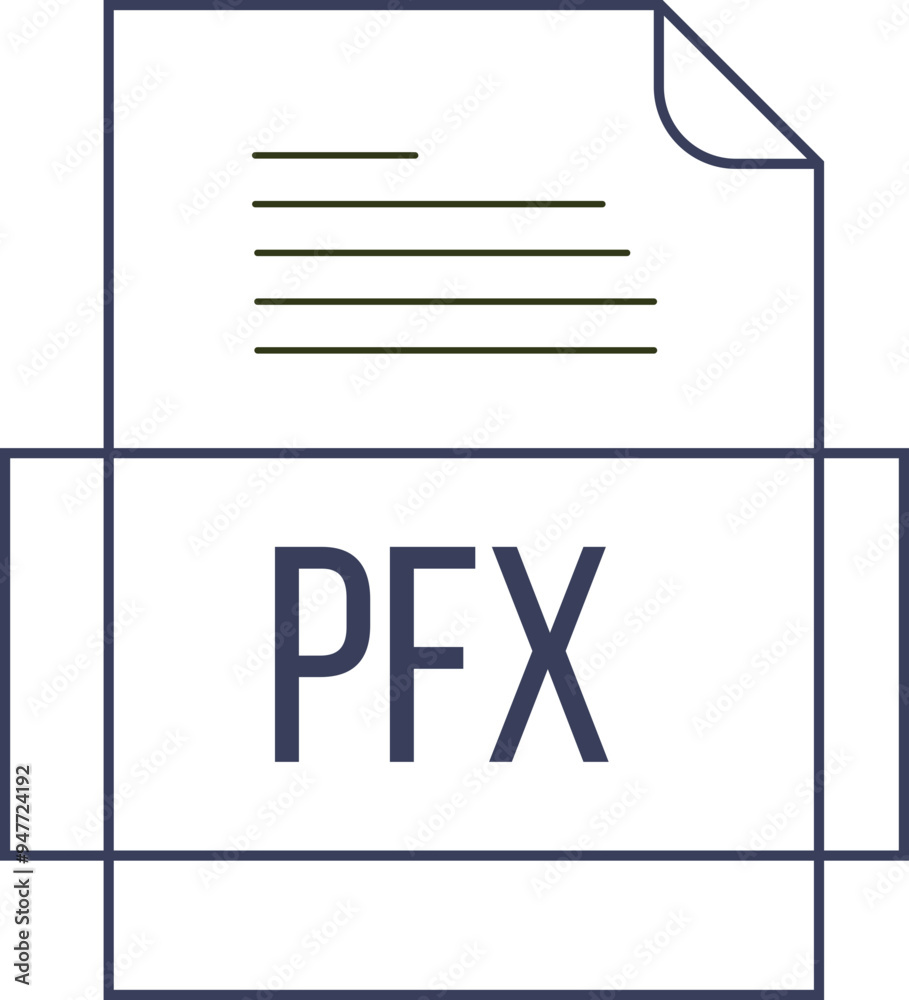 PFX File icon crisp thick outline sharp corners PFX File icon crisp thick outline sharp corners