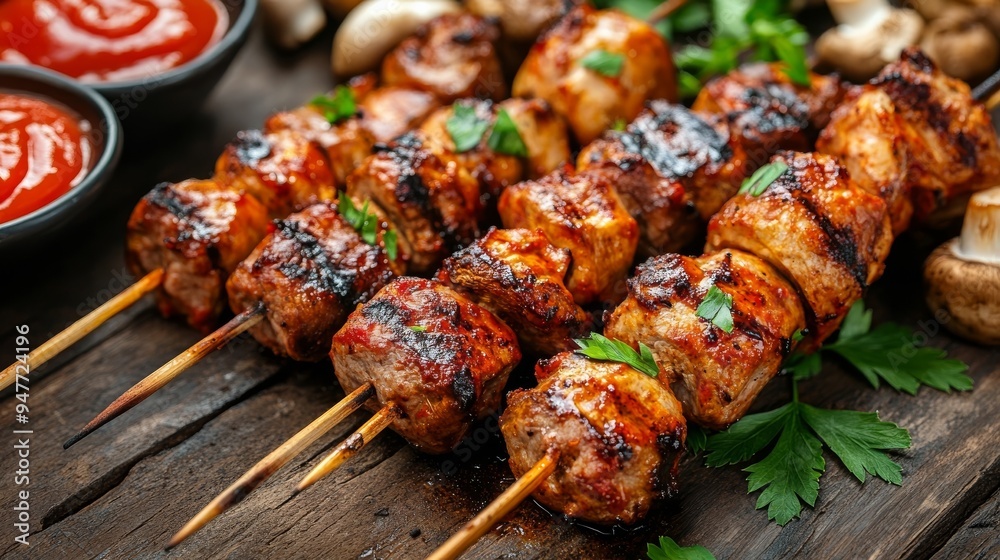 Shish kebab with sauce Shish kebab with sauce