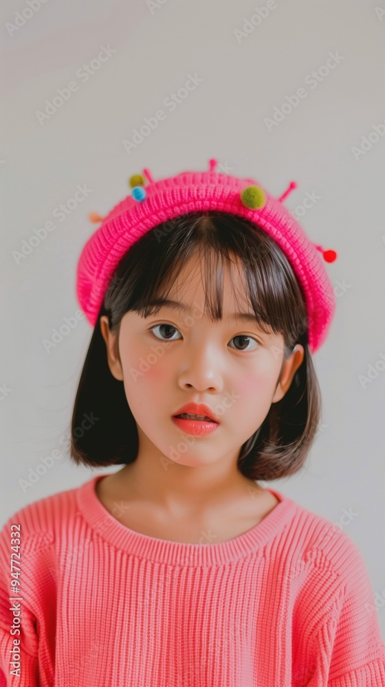 Charming and Vibrant Portrait of a Delightful Young Asian Girl with Stylish Bangs and Cheerful Charming and Vibrant Portrait of a Delightful Young Asian Girl with Stylish Bangs and Cheerful