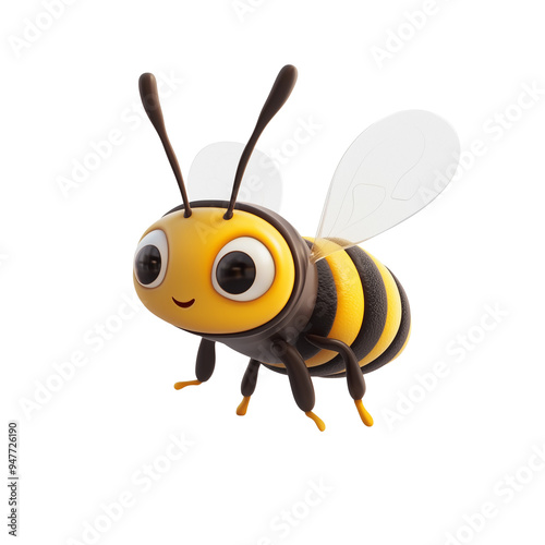 3D rendering icon bee illustration PNG. cartoon minimal style on transparent isolated background.