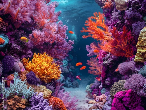 Wallpaper Mural Vibrant Coral Reef Teeming with Colorful Underwater Marine Life in Stunning Detail Torontodigital.ca