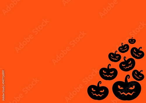 Pumpkin postcard. Halloween orange and black pattern. Halloween pumpkin pattern. Autumn mood. terribly. Boo