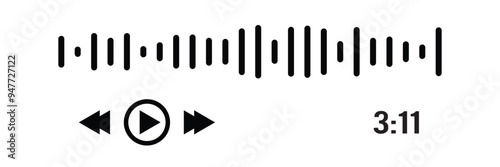 Sound waves collection. Analog and digital audio signal. Music equalizer. Interference voice recording. High frequency radio wave. Vector illustration in eps 10.