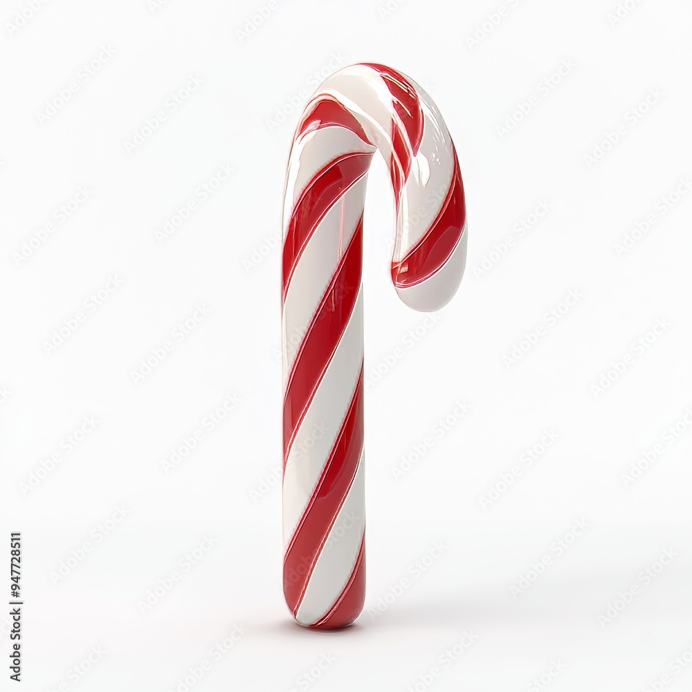 Fototapeta premium Red and white candy canes in a format, cutout, and isolated: photorealistic illustrations