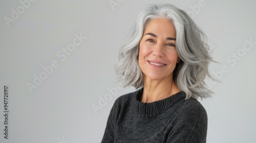 The smiling grey-haired woman