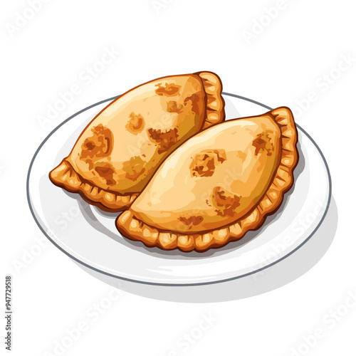 Empanadas on a Plate - Delicious Food Illustration