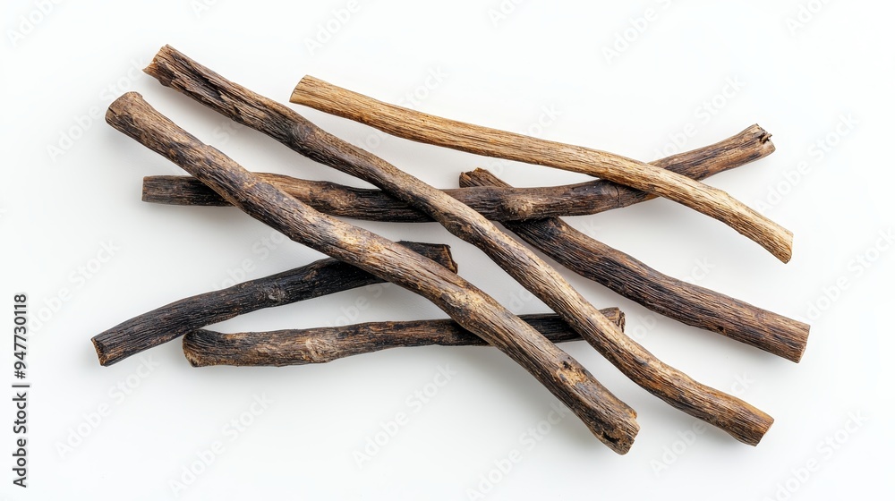 Isolated top view of aromatic cedar wood sticks on a white background Isolated top view of aromatic cedar wood sticks on a white background