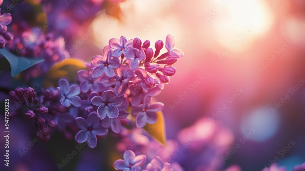 Lilac branches, focus on one Lilac branches, focus on one