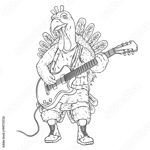 Turkey Guitarist Line Art 2