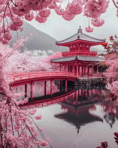 Wallpaper Mural Pink Japan background Torontodigital.ca