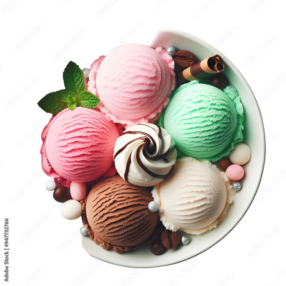 Fototapeta premium Ice Cream Scoop in Transparent Background