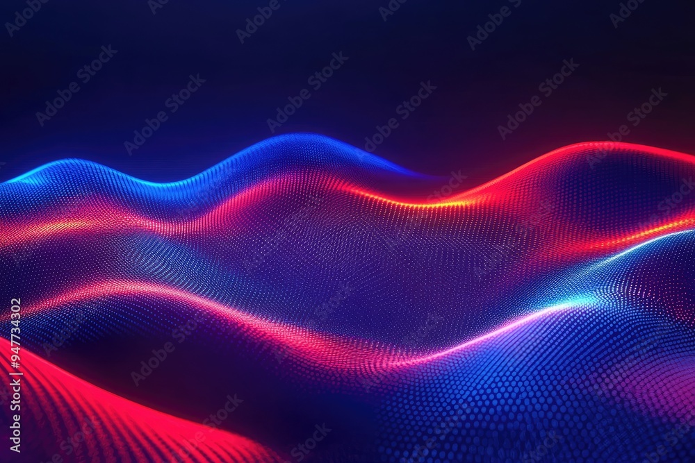 Abstract visual of colorful waves with red and blue lighting, creating a vibrant and energetic atmosphere. Abstract visual of colorful waves with red and blue lighting, creating a vibrant and energetic atmosphere.