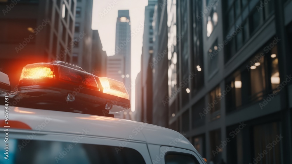 Emergency Scene with Sharp Ambulance Lights, Rapid Movement Implied by Blurred Surroundings Emergency Scene with Sharp Ambulance Lights, Rapid Movement Implied by Blurred Surroundings