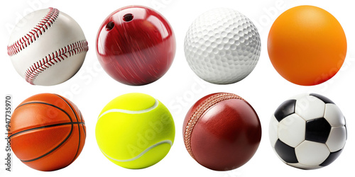 Sport ball png cut out element set