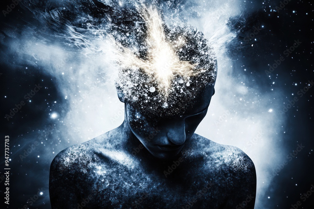 Abstract cosmic mind explosion with vivid light burst Abstract cosmic mind explosion with vivid light burst