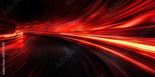 Abstract Red and Orange Light Trails, Speed and Movement