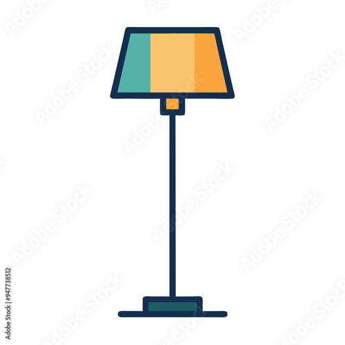 Floor Lamp isolated Vector Cartoon png on white background