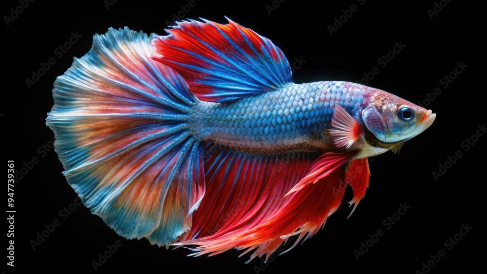 Siamese fish with colorful flower tail and fins fighting betta isolated on black background, siamese, fish, colorful, flower Siamese fish with colorful flower tail and fins fighting betta isolated on black background, siamese, fish, colorful, flower