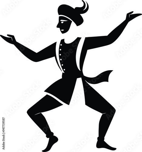 Sufi Dance Pose Modern Black Silhouette Design Elements