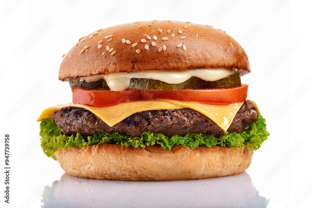 Isolated Delicious Burger Before White Background Isolated Delicious Burger Before White Background