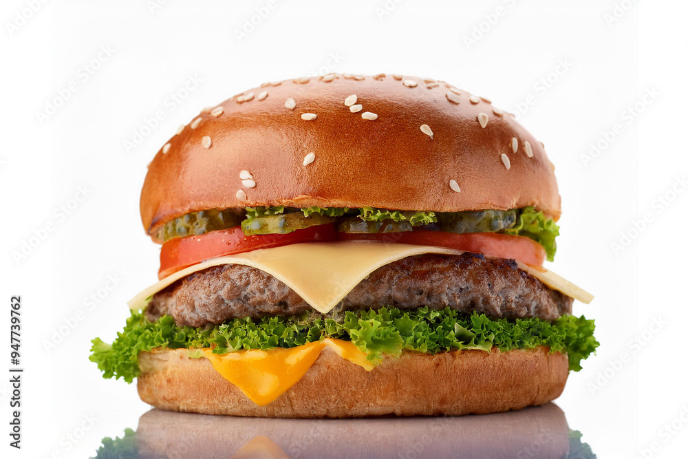 Isolated Delicious Burger Before White Background Isolated Delicious Burger Before White Background