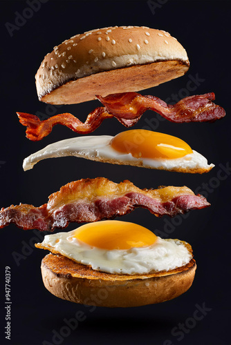 Flying Burger Aligned Next to Studio Background