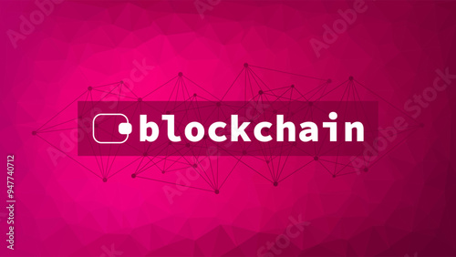 Blockchain technology.  Network vector background. Decentralization. Abstract triangle magenta gradient pattern. Crypto wallet icon for cryptocurrency. Design element for business, finance, exchange