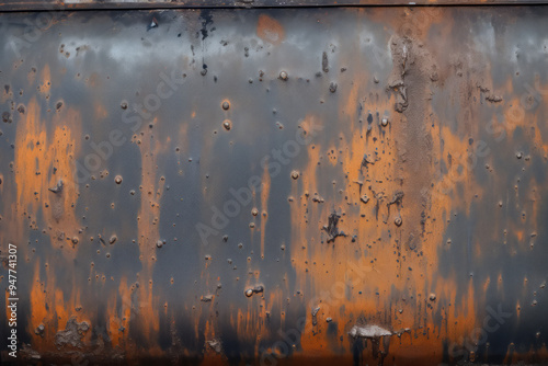 Processed collage of old rusty metal sheet texture in daylight. Background for banner