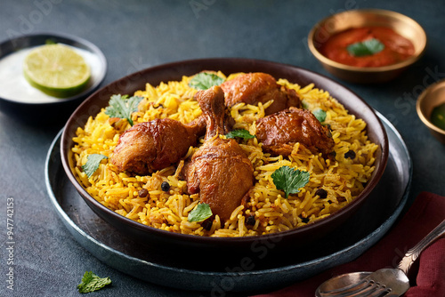 Chicken Biriyani Served on a Plate