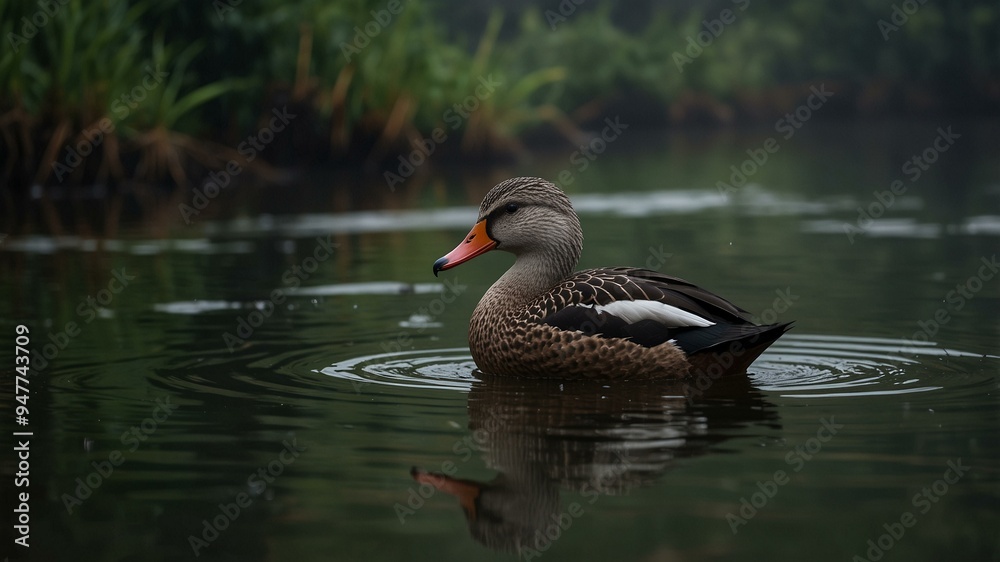 Bird, Eastern Spot-Billed Duck Bird, Eastern Spot-Billed Duck