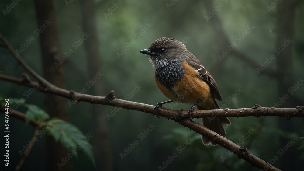 Bird, STRESEMANN'S BRISTLEFRONT in their environment Bird, STRESEMANN'S BRISTLEFRONT in their environment