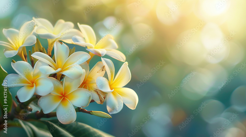 white and yellow frangipani flowers