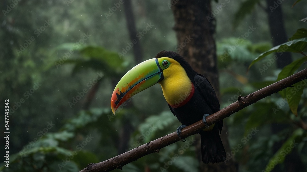 Fototapeta premium Bird, Keel-billed Toucan in their habitat